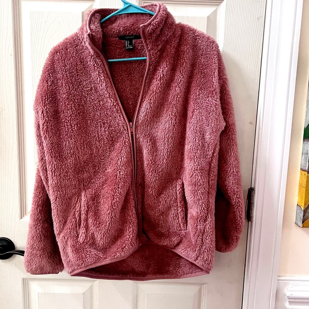 NWOT FOREVER 21 pink fleece jacket size small